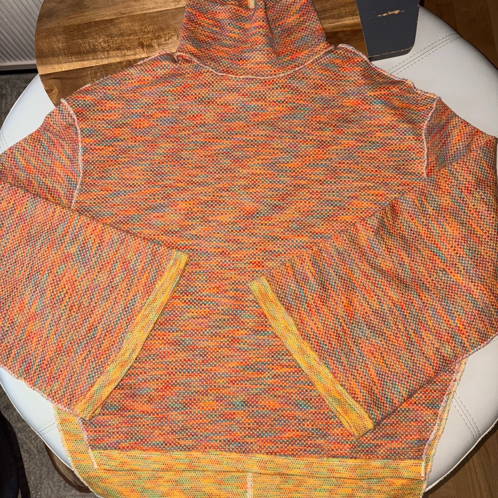 We The Free Orange and Yellow Cowl Neck Sweater